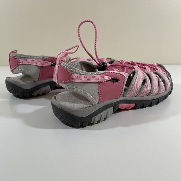Women's Sports Hiking Walking Sandals Size 6 Breast Cancer Awareness Pink/Gray - Picture 10 of 16